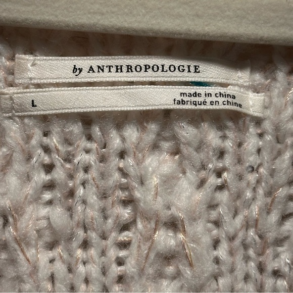 Anthropologie Fringed Pullover Knit Sweater Sequin Fringe in Ivory Large EUC - Picture 8 of 16
